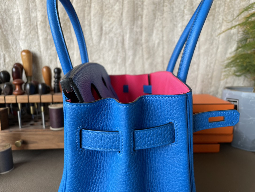 Hermès（爱马仕）Birkin 铂金包 水妖蓝 内拼 惊艳粉 TC 大牛皮 金扣 30cm