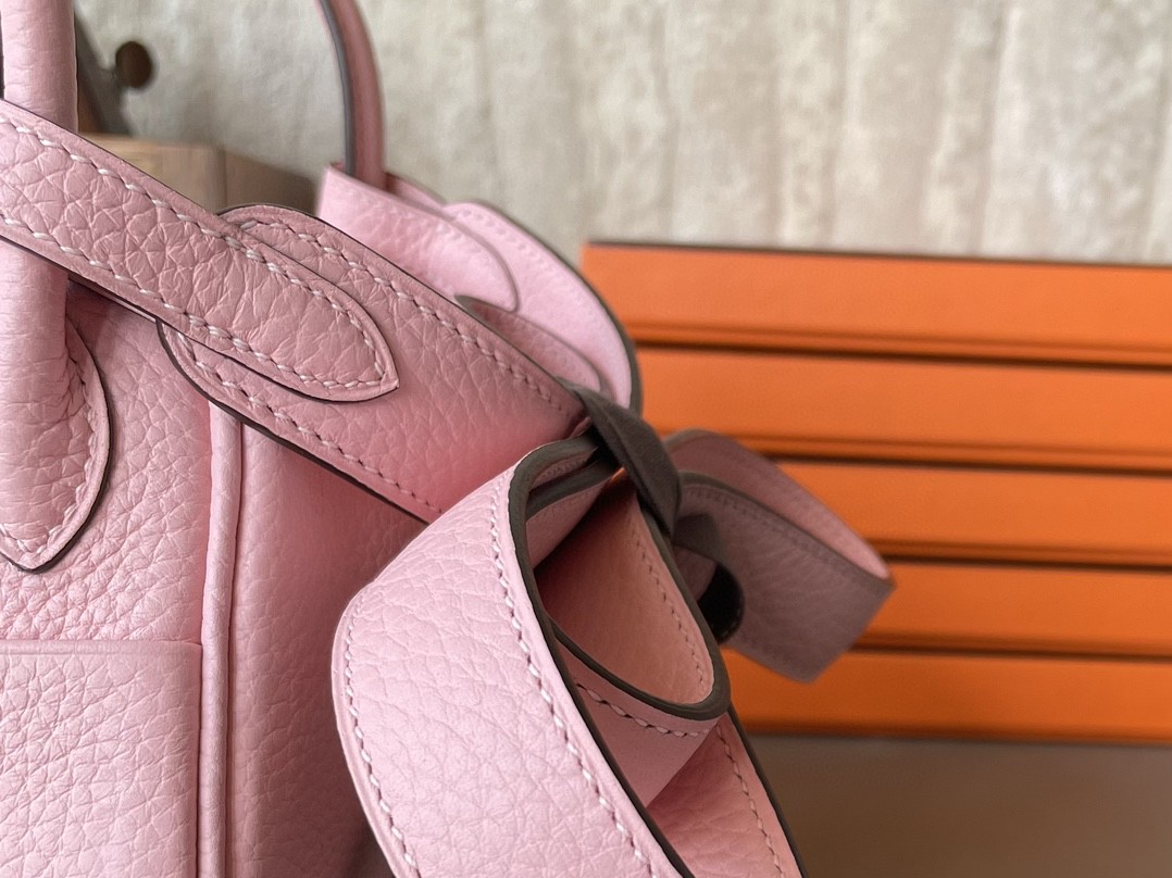 Hermès（爱马仕）Mini lindy 迷你琳迪包 3Q粉 TC大牛皮 银扣 20cm