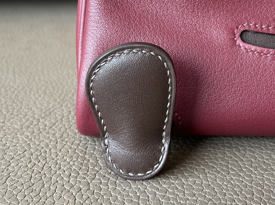 Hermès（爱马仕）Kelly doll 娃娃包 石榴红 拼 深咖色 亮美洲鳄鱼 拼 Swift  银扣