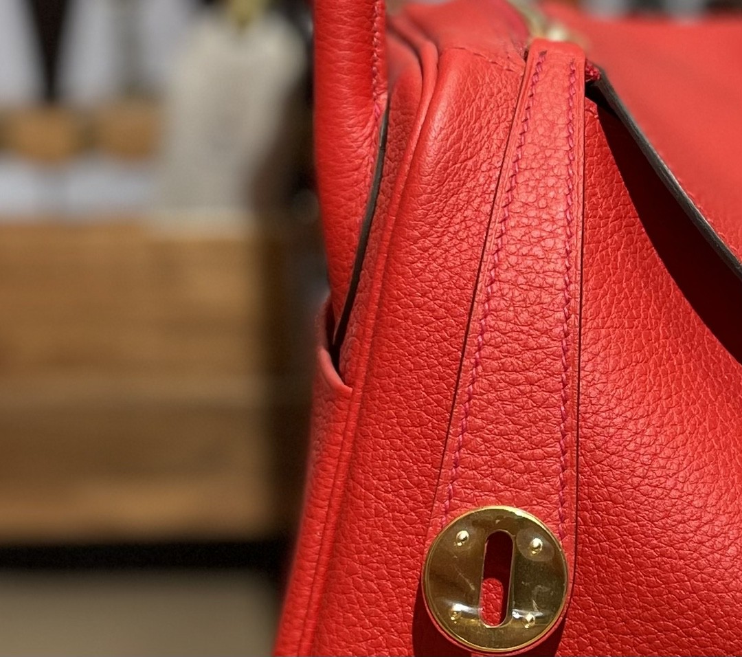 Hermès（爱马仕）Lindy 琳迪包 番茄红 TOGO顶级小牛皮 金扣 30cm