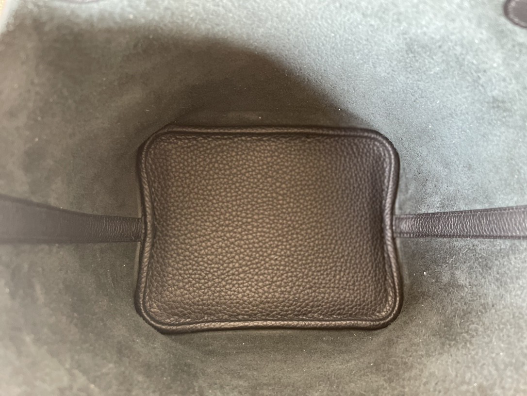 Hermès（爱马仕）Picotin 菜篮子 黑色 TC 拼 鸵鸟皮 银扣 18cm