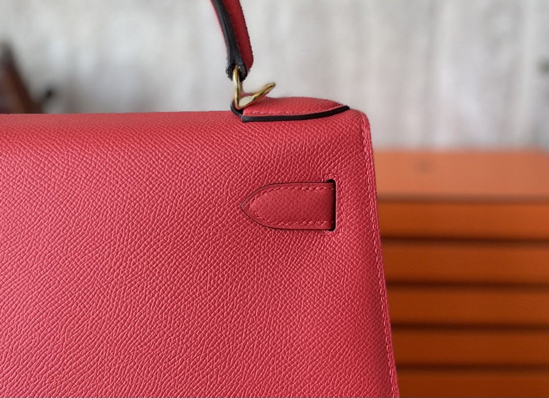 Hermès（爱马仕）Kelly 凯莉包 番茄红 Epsom 掌纹皮 金扣 28cm