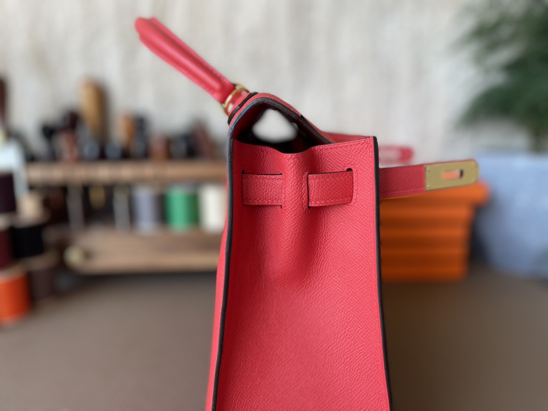 Hermès（爱马仕）Kelly 凯莉包 番茄红 Epsom 掌纹皮 金扣 28cm