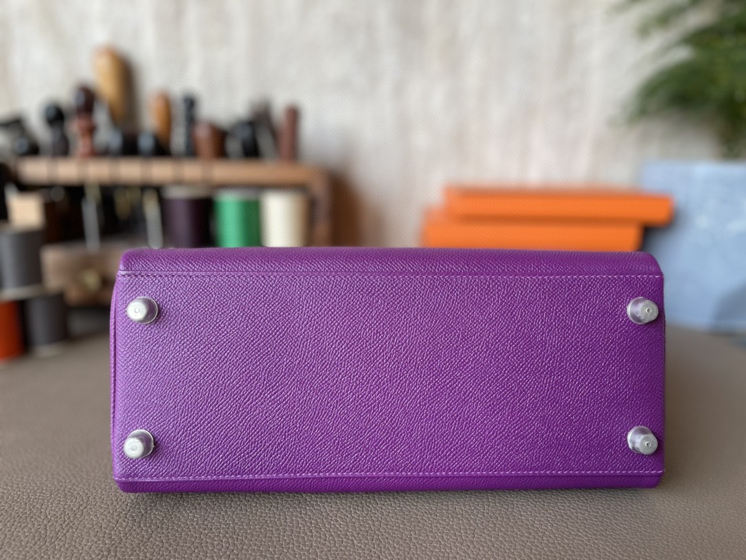 Hermès（爱马仕）Kelly 凯莉包 水晶紫 BOX皮 金扣 25cm