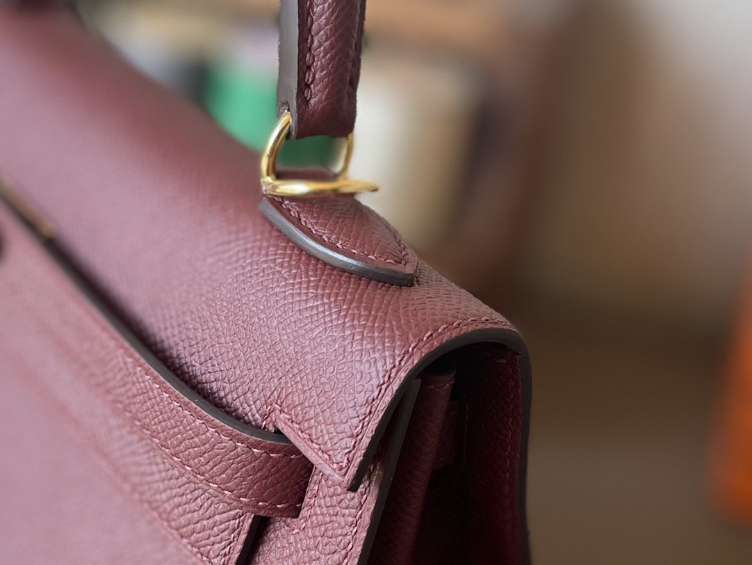Hermès（爱马仕）Kelly 凯莉包 爱马仕红 EP 掌纹皮 金扣 25cm