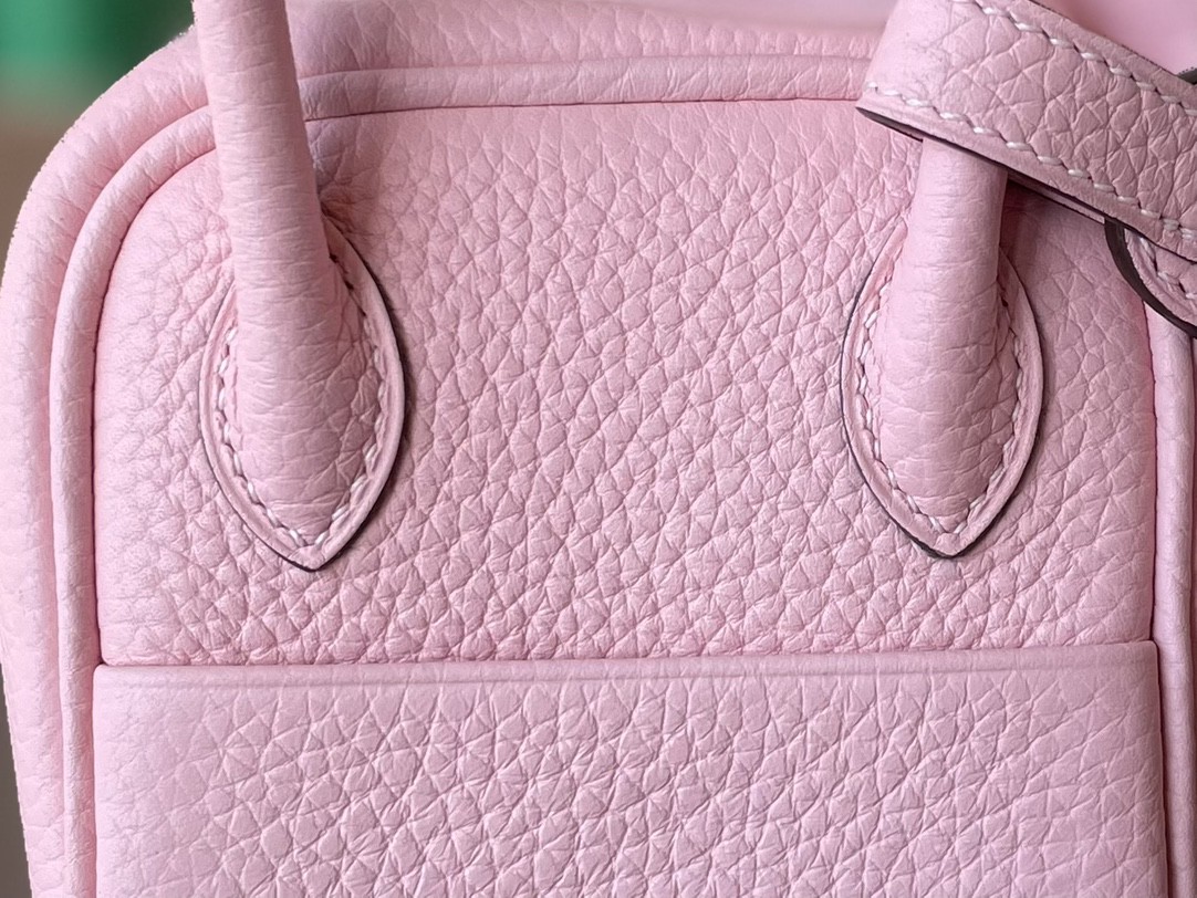 Hermès（爱马仕）Mini lindy 迷你琳迪包 3Q粉 TC大牛皮 银扣 20cm