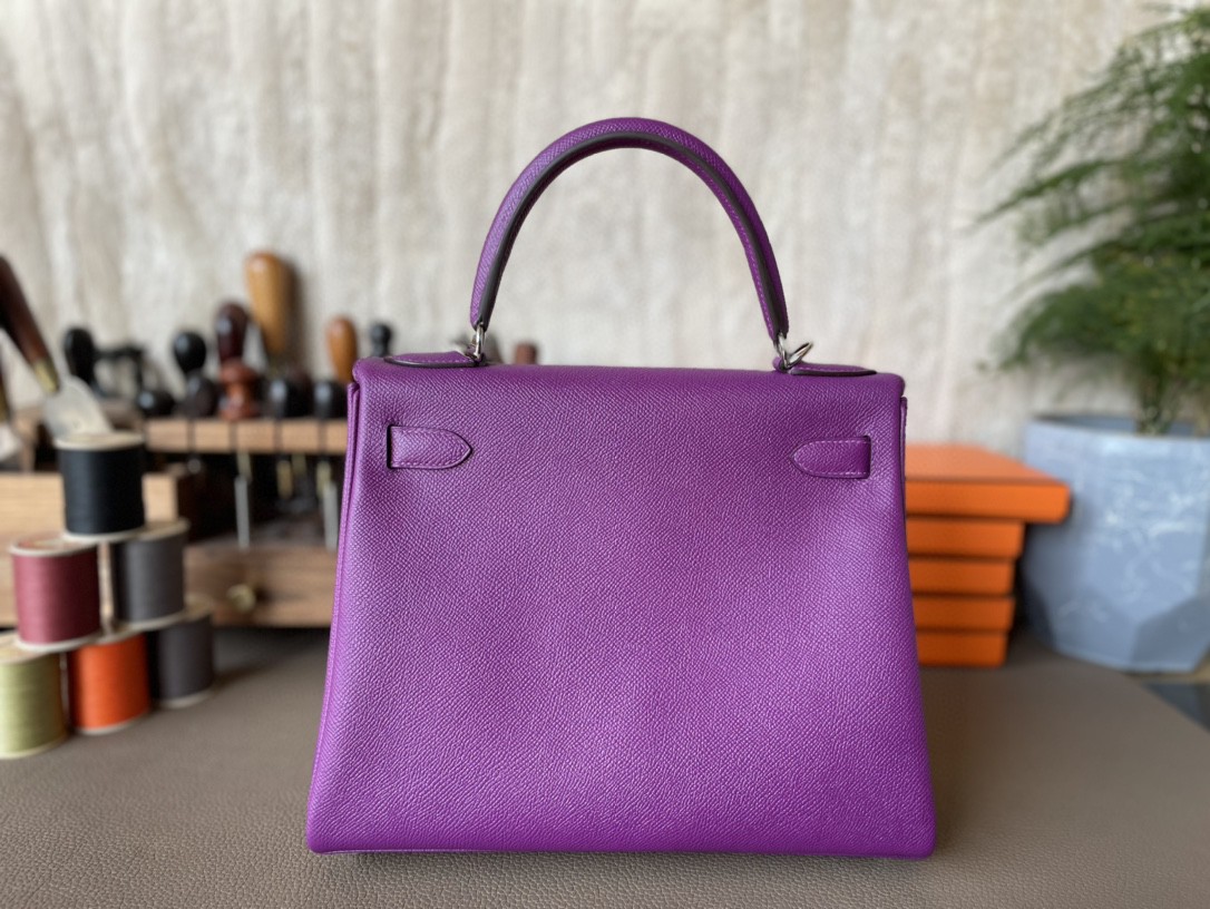Hermès（爱马仕）Kelly 凯莉包 水晶紫 BOX皮 金扣 25cm