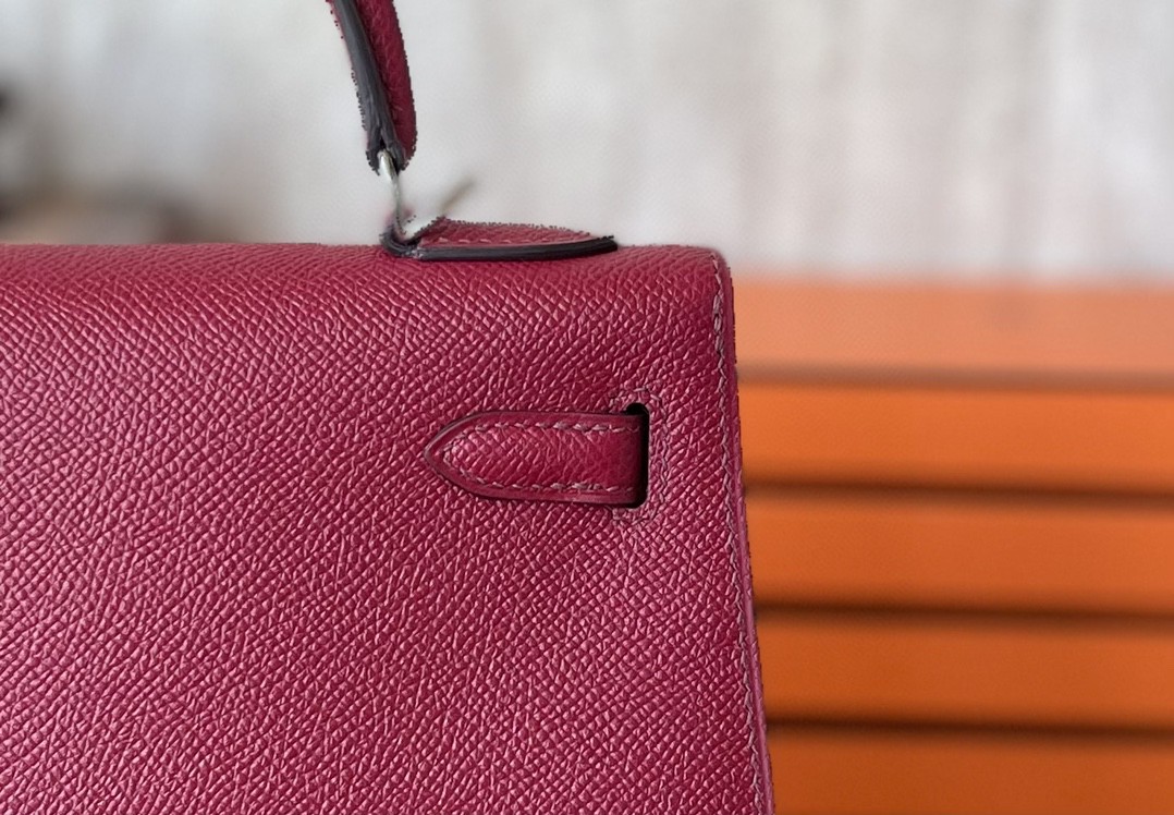 Hermès（爱马仕）Kelly 凯莉包 石榴红 Epsom 掌纹皮 银扣 25cm