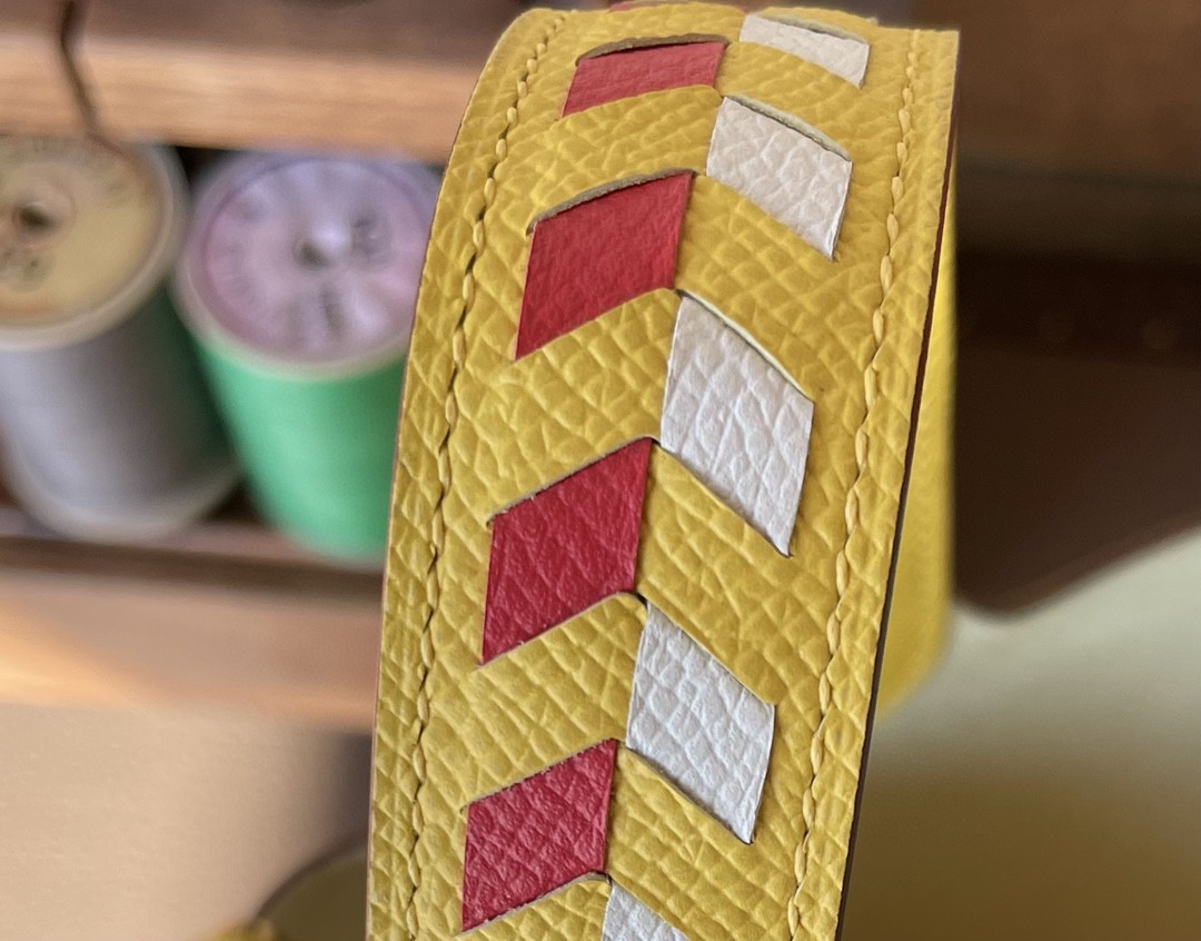Hermès（爱马仕）Picotin 菜篮子 那不勒斯黄 手腕编织 红白 Epsom 掌纹皮 金扣 18cm