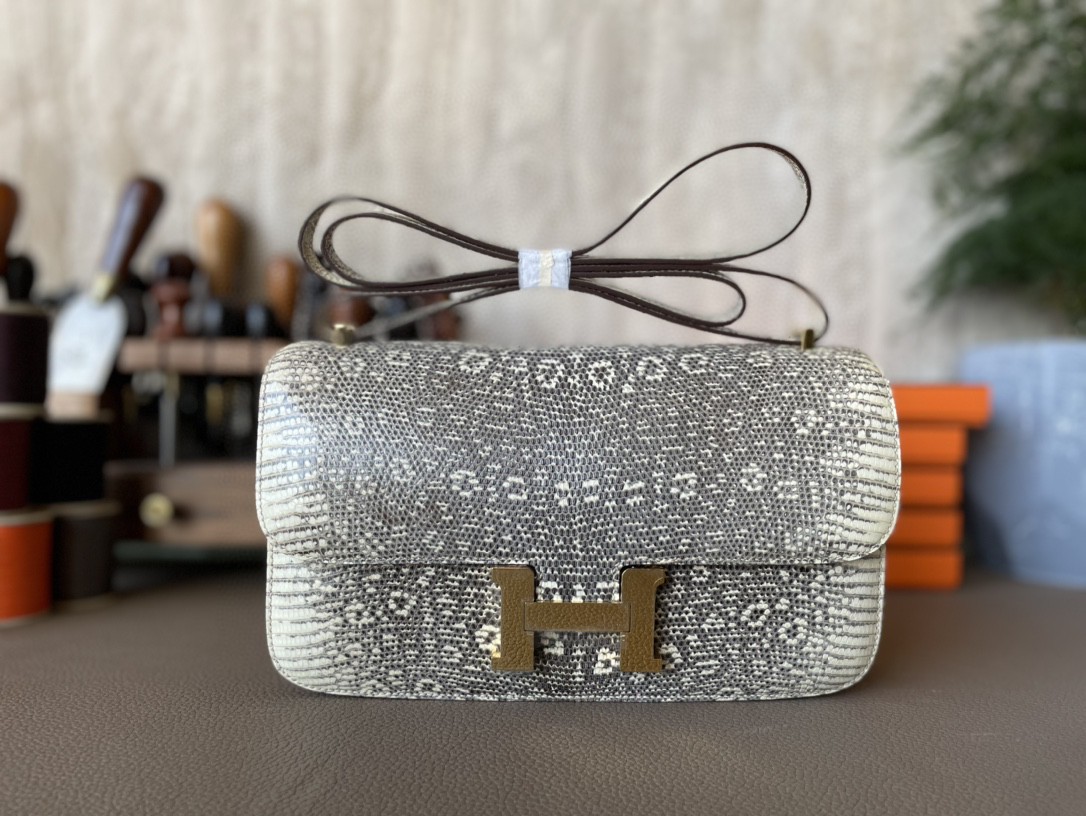 Hermès（爱马仕）Constance 康康 原色 雪花 蜥蜴皮 内拼 3Q粉 金扣 26cm 顶级工艺
