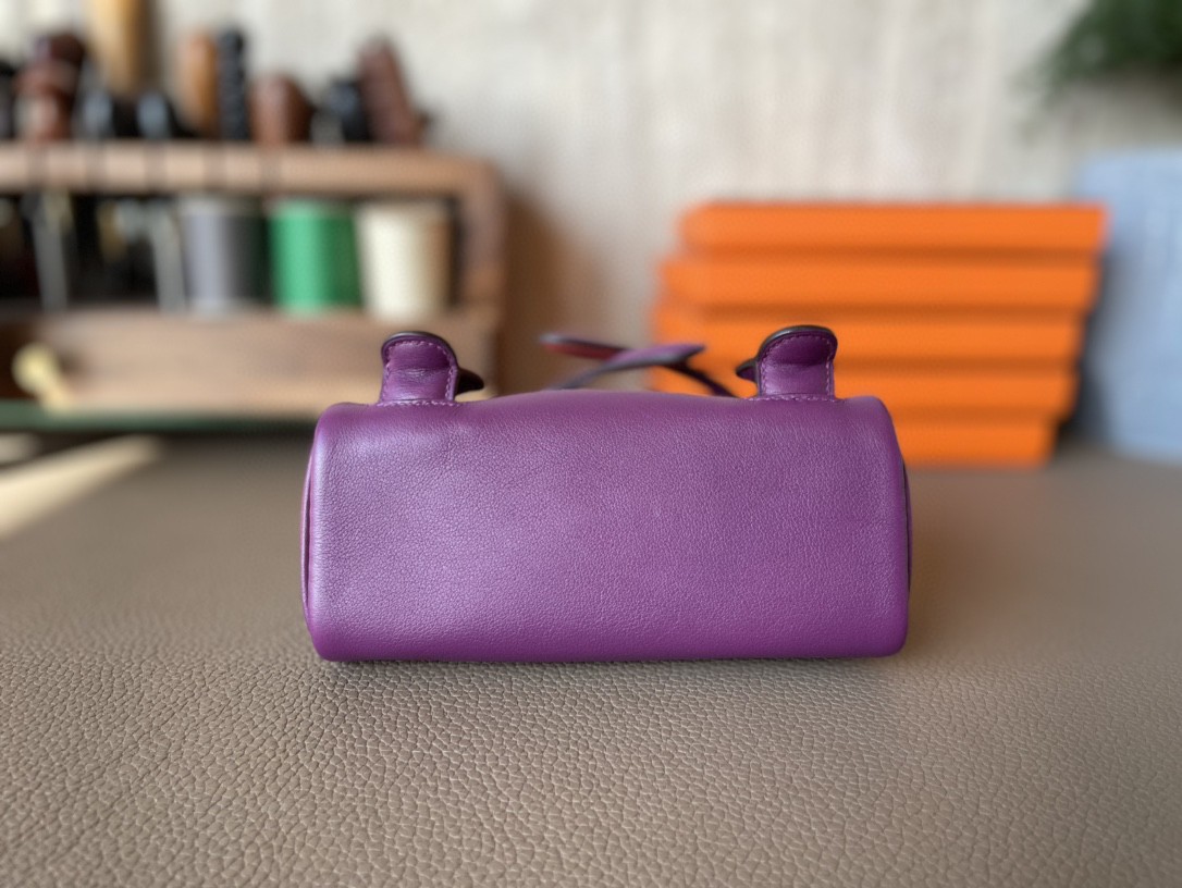 Hermès（爱马仕）Kelly doll 娃娃包 Swift皮 海葵紫 拼 橙色 金扣