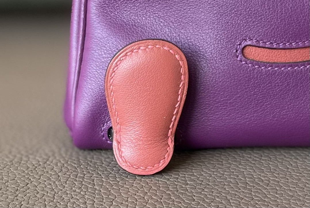 Hermès（爱马仕）Kelly doll 娃娃包 Swift皮 海葵紫 拼 橙色 金扣