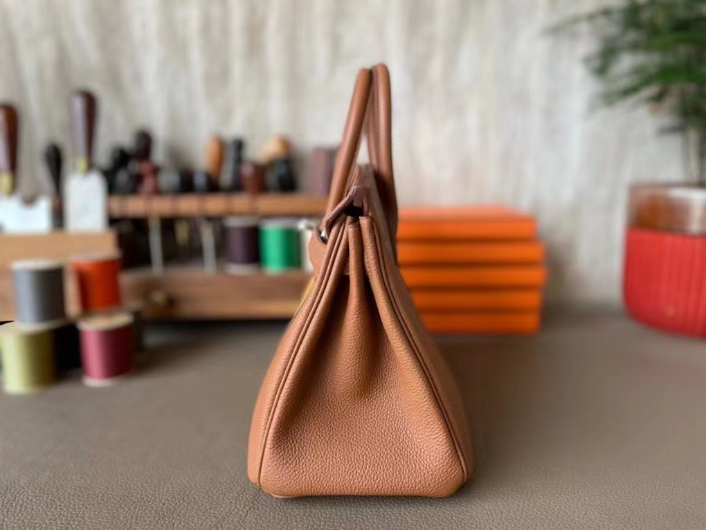 Hermès（爱马仕）Birkin 铂金包 金棕色 拼 琥珀黄 Togo Swfit 顶级小牛皮 金扣 25cm