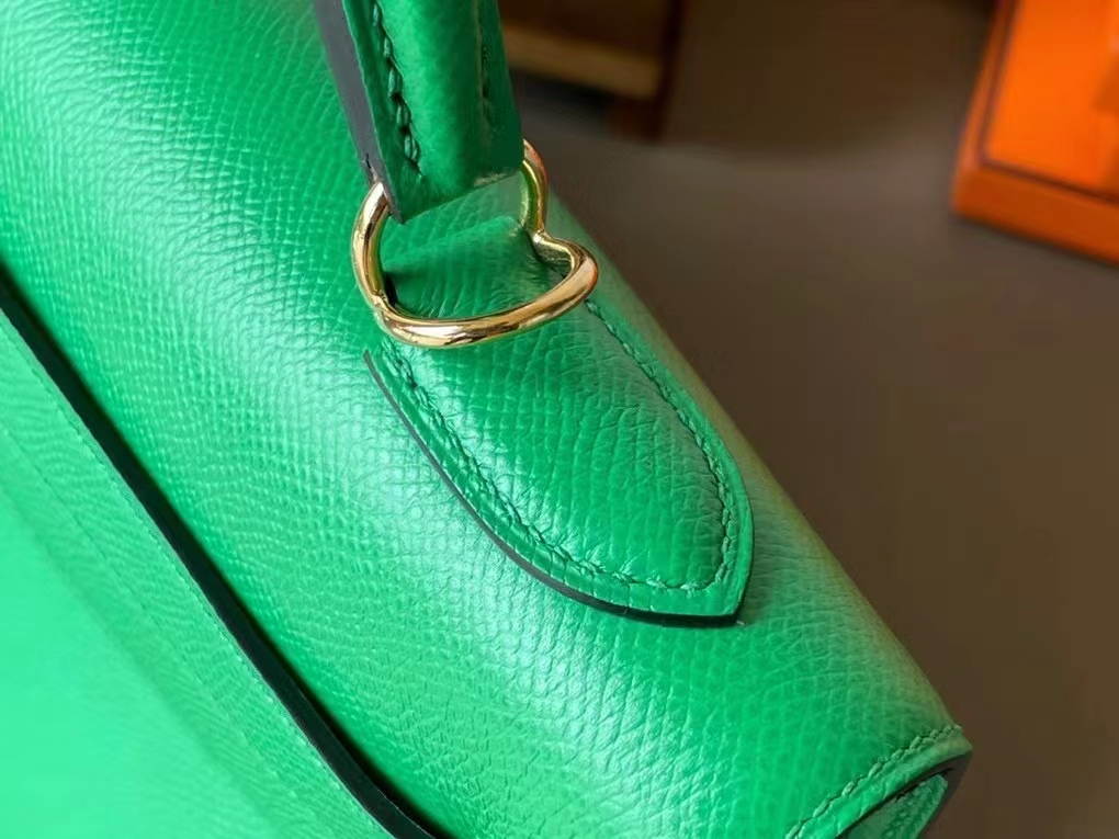 Hermès（爱马仕）Kelly 凯莉包 竹子绿 EPsom 掌纹皮 金扣 32cm