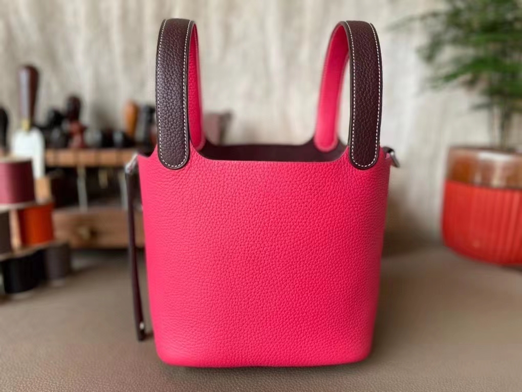 Hermès（爱马仕）Picotin 菜篮子 马鞍红 拼 盆子红 TC大牛皮 银扣 18cm