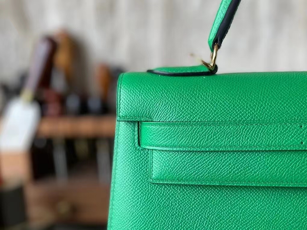 Hermès（爱马仕）Kelly 凯莉包 竹子绿 EPsom 掌纹皮 金扣 32cm