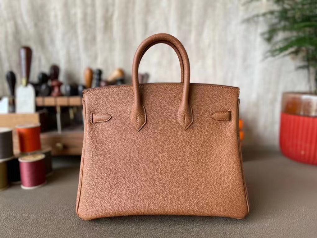 Hermès（爱马仕）Birkin 铂金包 金棕色 拼 琥珀黄 Togo Swfit 顶级小牛皮 金扣 25cm