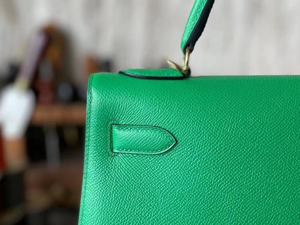 Hermès（爱马仕）Kelly 凯莉包 竹子绿 EPsom 掌纹皮 金扣 32cm