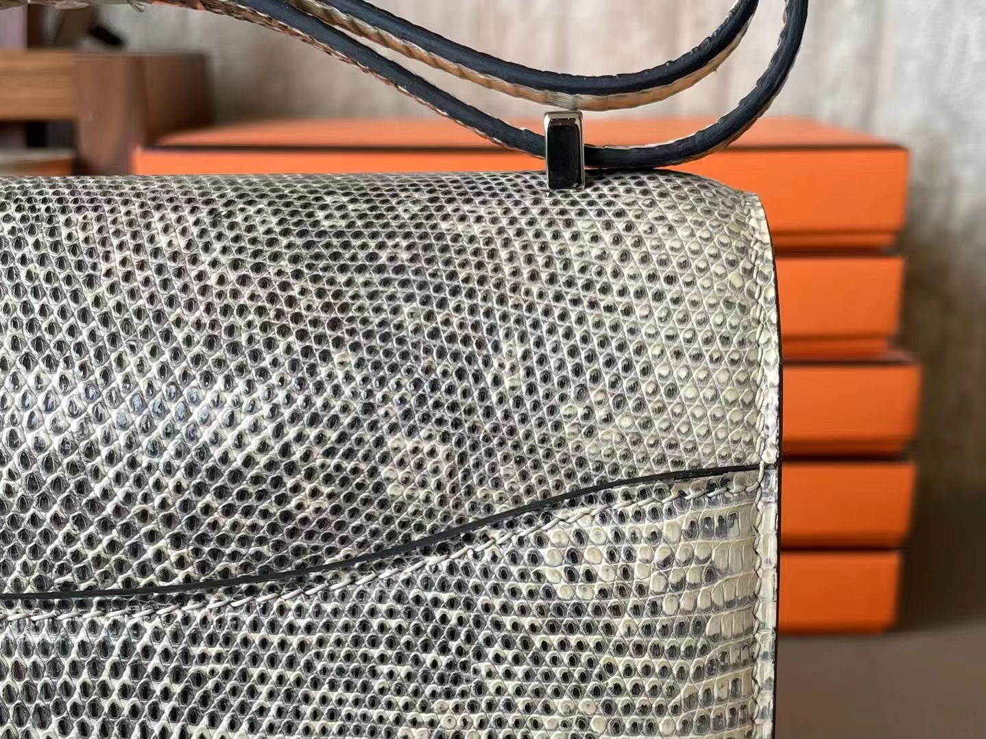 Hermès（爱马仕）Constance 康康 原色 蜥蜴皮 银扣 19cm