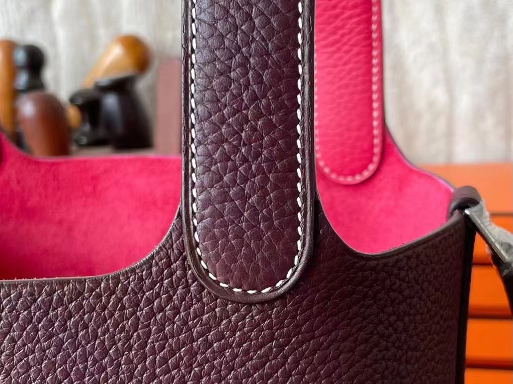 Hermès（爱马仕）Picotin 菜篮子 马鞍红 拼 盆子红 TC大牛皮 银扣 18cm