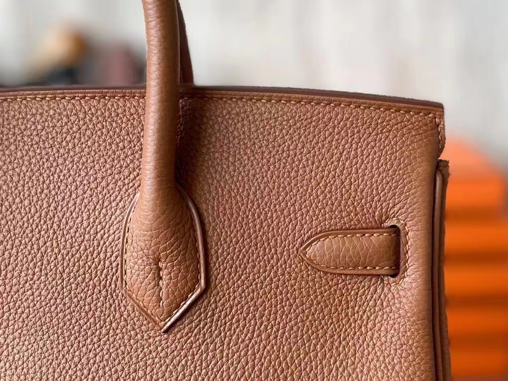 Hermès（爱马仕）Birkin 铂金包 金棕色 拼 琥珀黄 Togo Swfit 顶级小牛皮 金扣 25cm