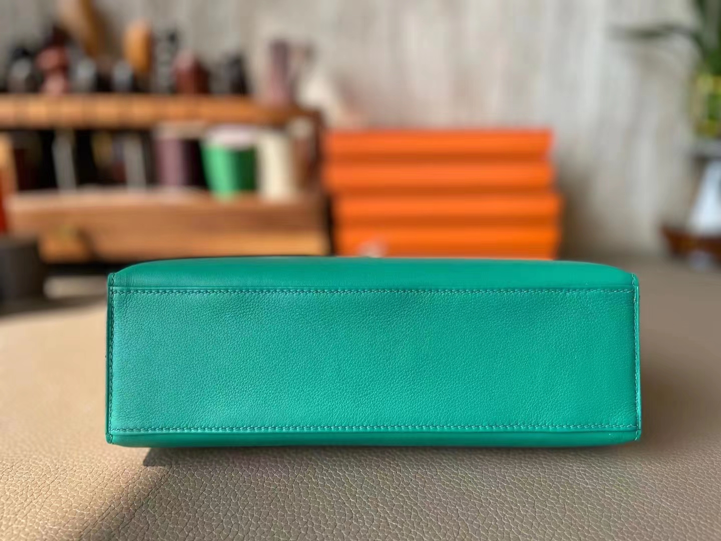 Hermès（爱马仕）mini kelly 迷你凯莉 丝绒绿 Swfit皮 金扣 22cm