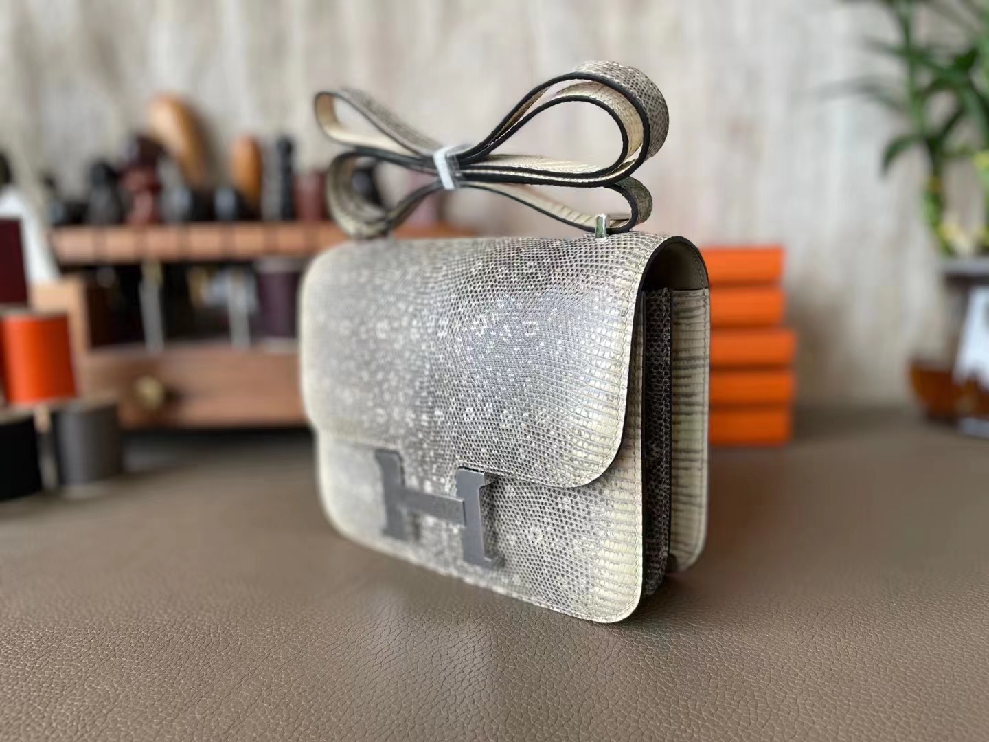 Hermès（爱马仕）Constance 康康 原色 蜥蜴皮 银扣 19cm