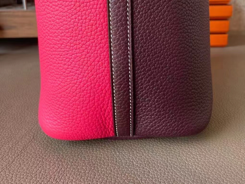 Hermès（爱马仕）Picotin 菜篮子 马鞍红 拼 盆子红 TC大牛皮 银扣 18cm