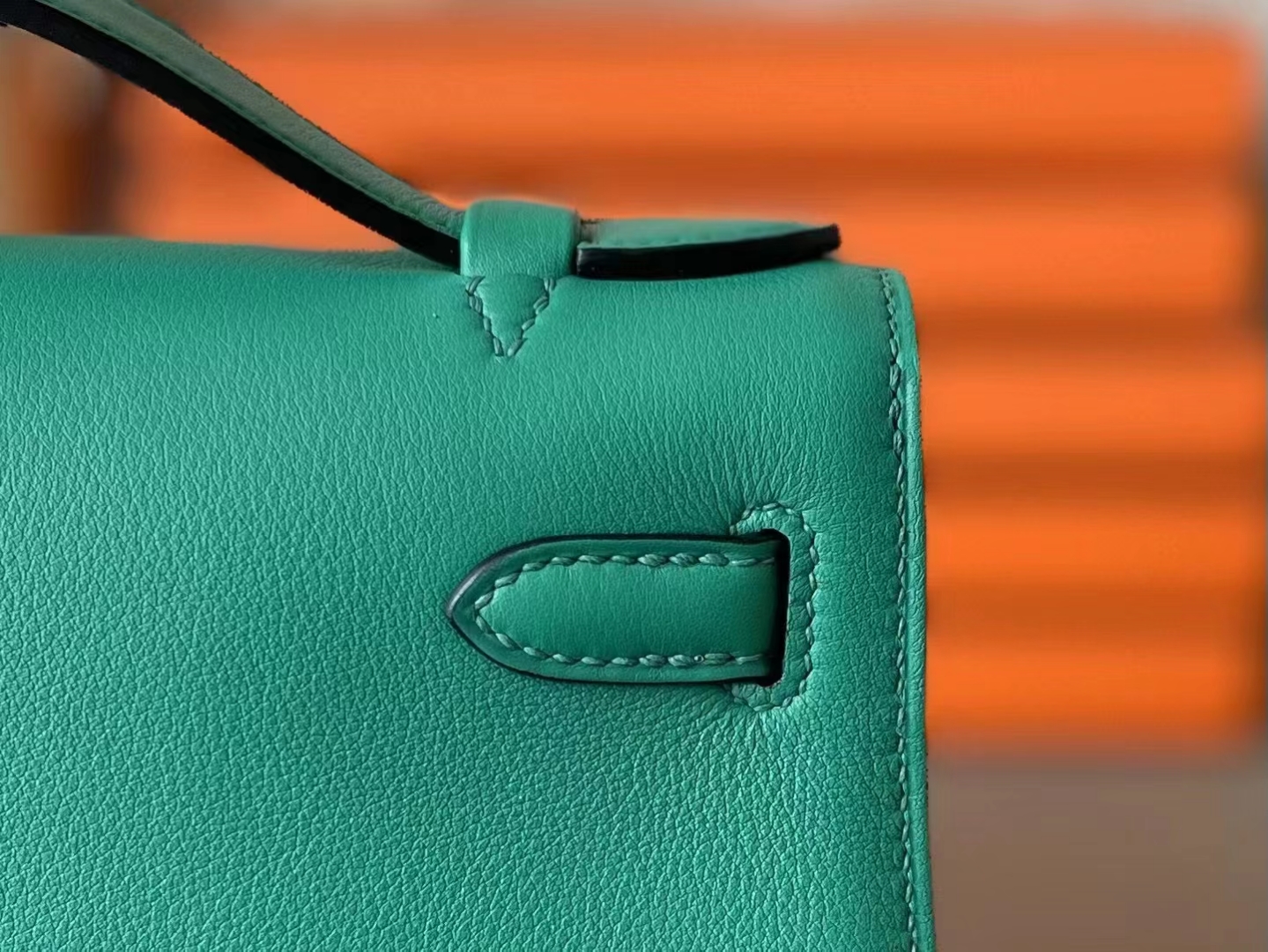Hermès（爱马仕）mini kelly 迷你凯莉 丝绒绿 Swfit皮 金扣 22cm