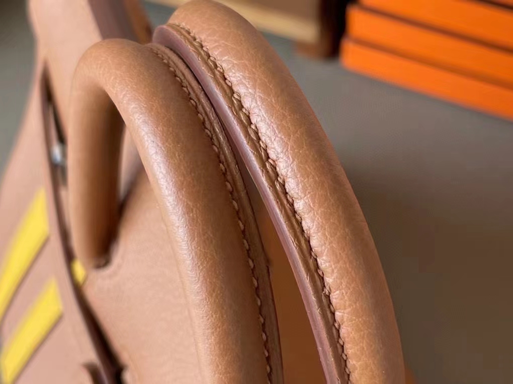 Hermès（爱马仕）Birkin 铂金包 金棕色 拼 琥珀黄 Togo Swfit 顶级小牛皮 金扣 25cm