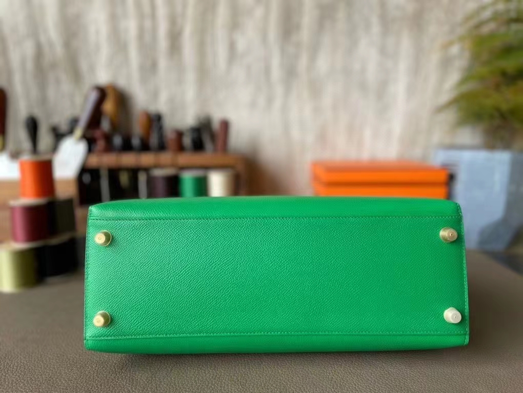 Hermès（爱马仕）Kelly 凯莉包 竹子绿 EPsom 掌纹皮 金扣 32cm