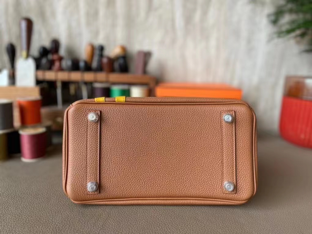 Hermès（爱马仕）Birkin 铂金包 金棕色 拼 琥珀黄 Togo Swfit 顶级小牛皮 金扣 25cm