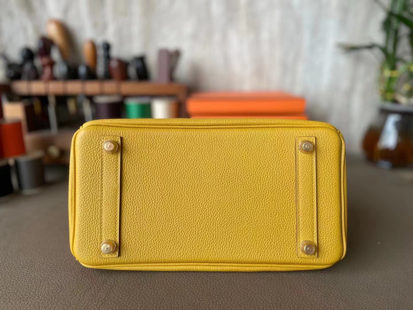 Hermès（爱马仕）Birkin 铂金包 Touch 琥珀黄 TOGO 雾美洲鳄 金扣 25cm