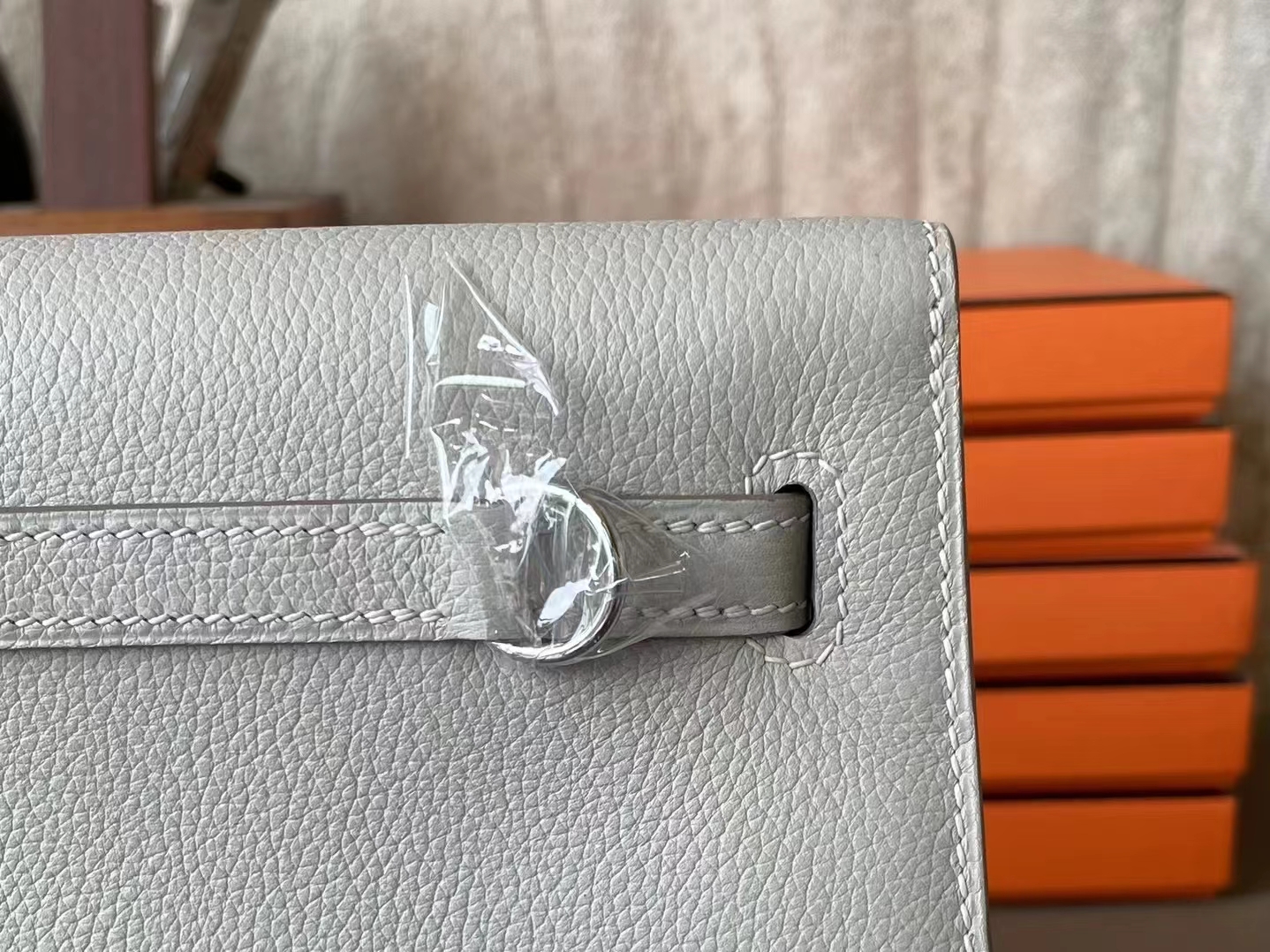 Hermès（爱马仕）Kelly danse 跳舞包 珍珠灰 evercolor皮 银扣