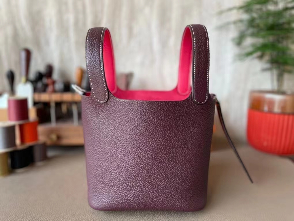 Hermès（爱马仕）Picotin 菜篮子 马鞍红 拼 盆子红 TC大牛皮 银扣 18cm