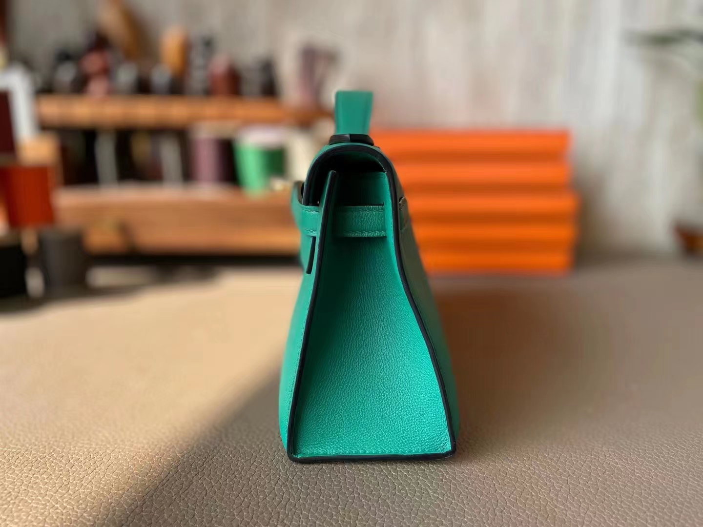 Hermès（爱马仕）mini kelly 迷你凯莉 丝绒绿 Swfit皮 金扣 22cm