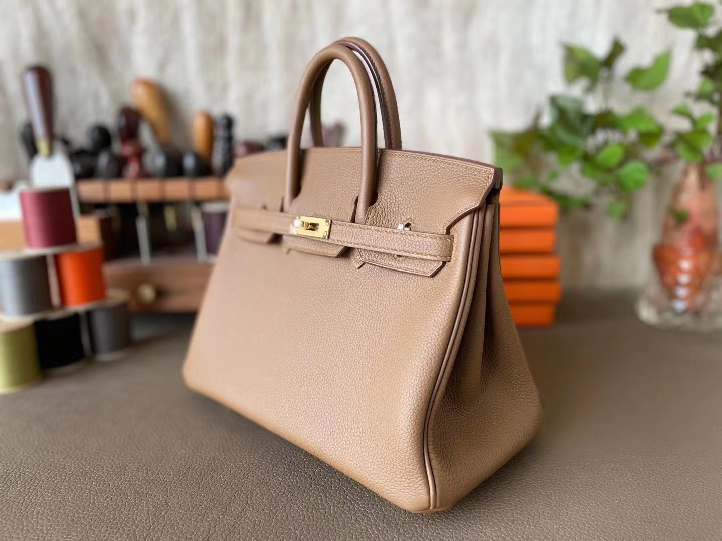 Hermès（爱马仕）Birkin 铂金包 3G 栗子色 Togo 顶级小牛皮 金扣 25cm
