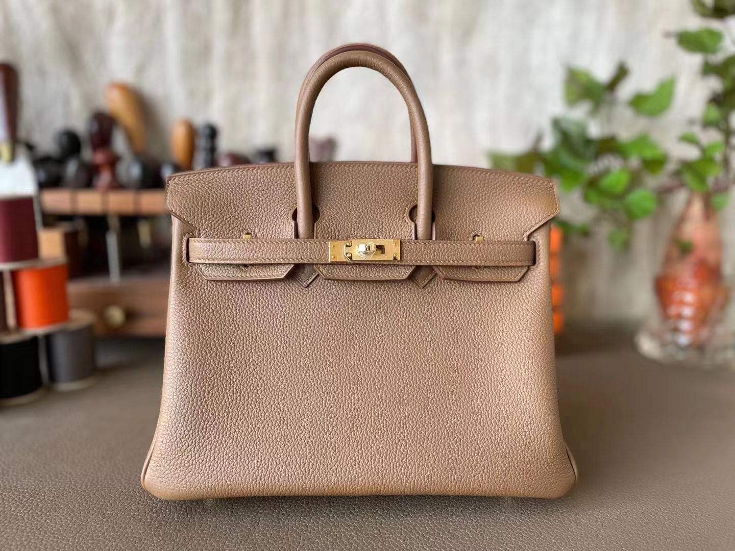 Hermès（爱马仕）Birkin 铂金包 3G 栗子色 Togo 顶级小牛皮 金扣 25cm