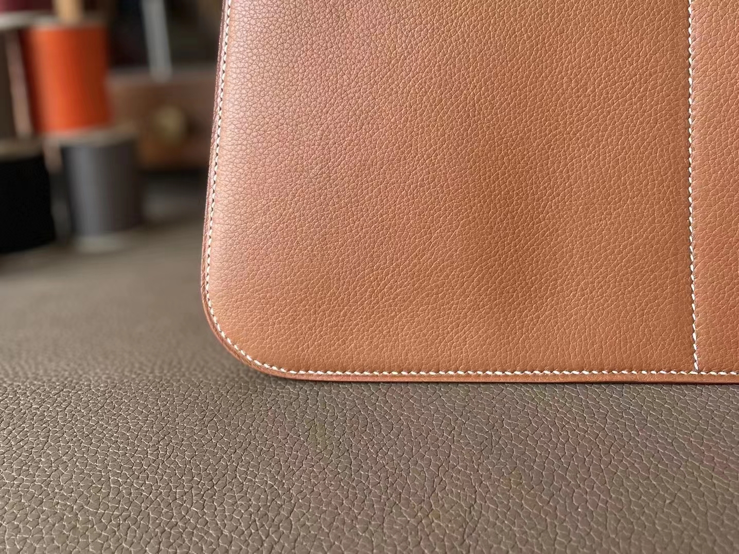 Hermès（爱马仕）halzan 金棕色  TC大牛皮 金扣 31cm