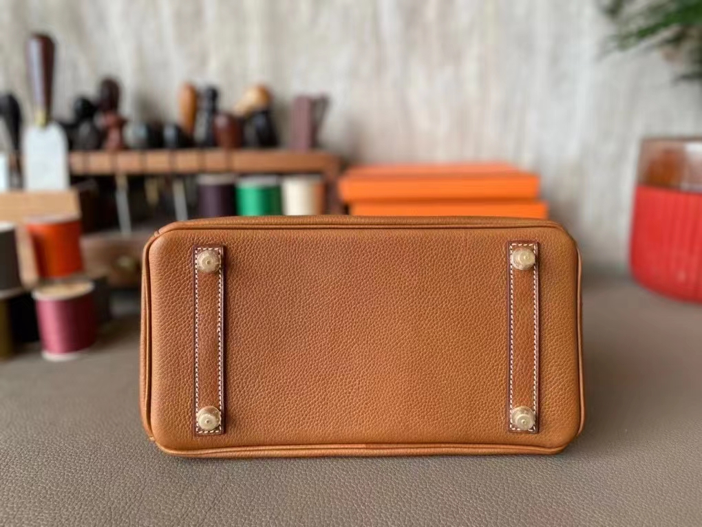 Hermès（爱马仕）Birkin 铂金包 金棕色 福宝马鞍皮 金扣 25cm