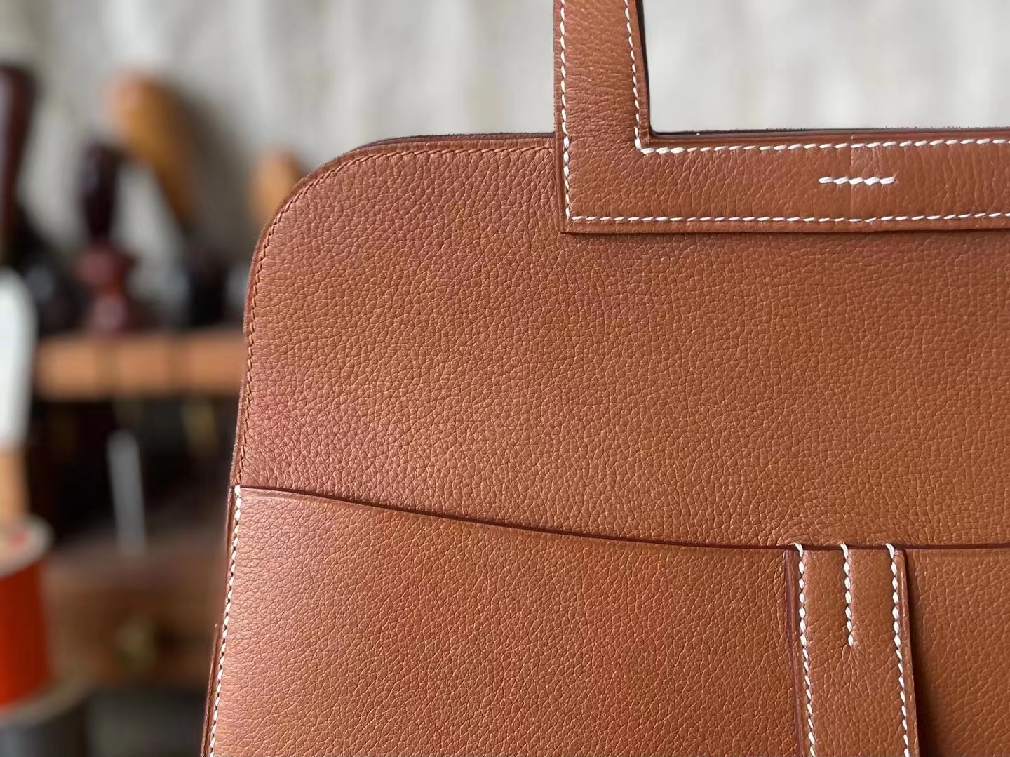 Hermès（爱马仕）halzan 金棕色  TC大牛皮 金扣 31cm