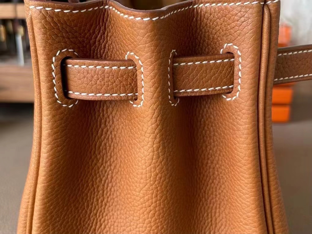 Hermès（爱马仕）Birkin 铂金包 金棕色 福宝马鞍皮 金扣 25cm