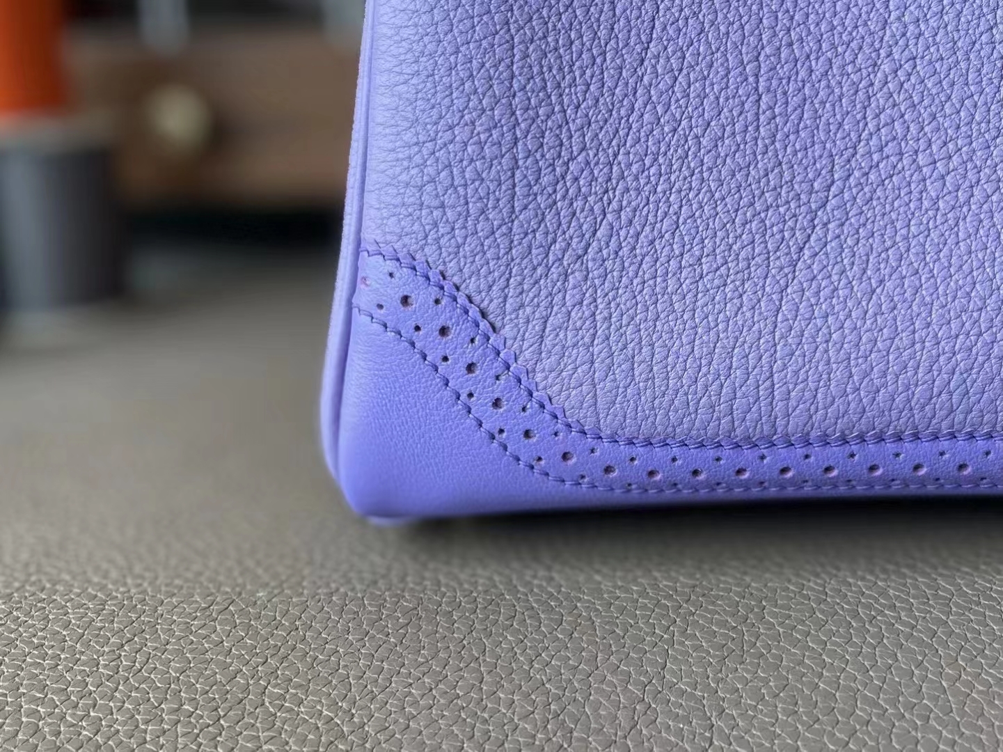 Hermès（爱马仕）Kelly 凯莉包 蕾丝 香芋紫 Togo 拼 swift 皮 金扣 28cm