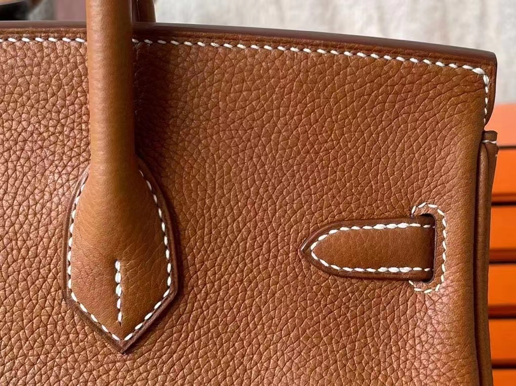 Hermès（爱马仕）Birkin 铂金包 金棕色 福宝马鞍皮 金扣 25cm