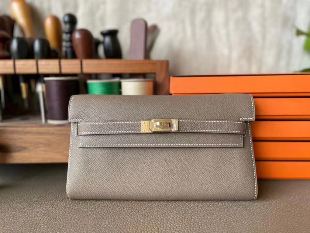 Hermès（爱马仕）Kelly TO GO 大象灰 Epsom 掌纹皮 金扣 20cm