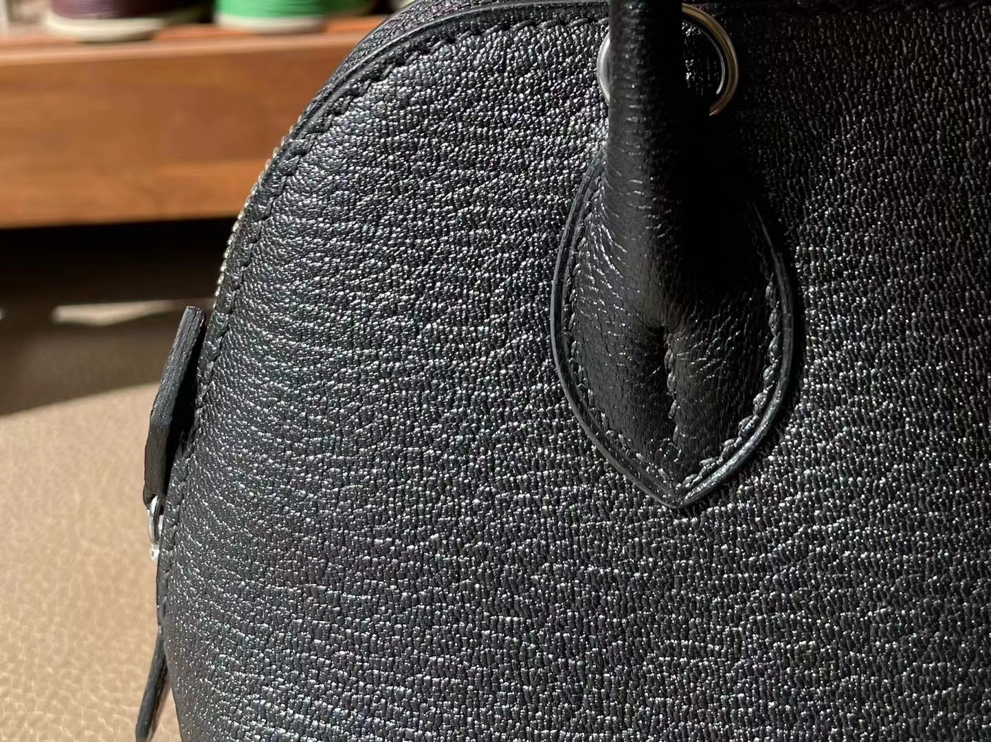 Hermès（爱马仕）mini bolide 迷你保龄球 黑色 山羊皮 银扣 18cm