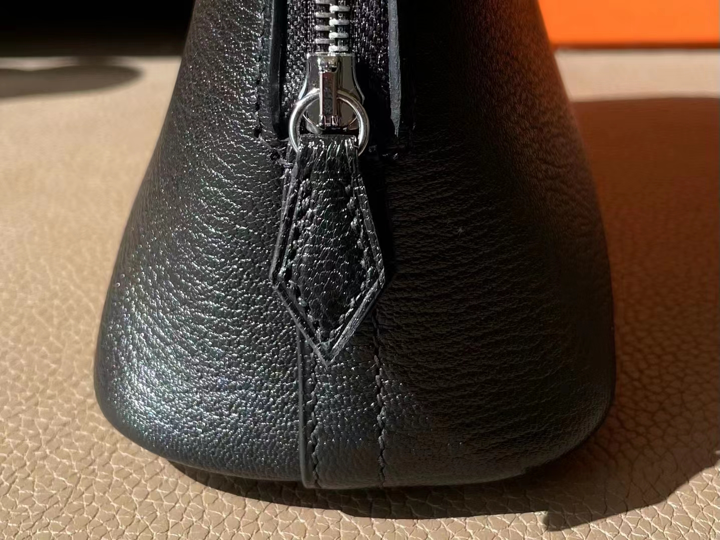Hermès（爱马仕）mini bolide 迷你保龄球 黑色 山羊皮 银扣 18cm