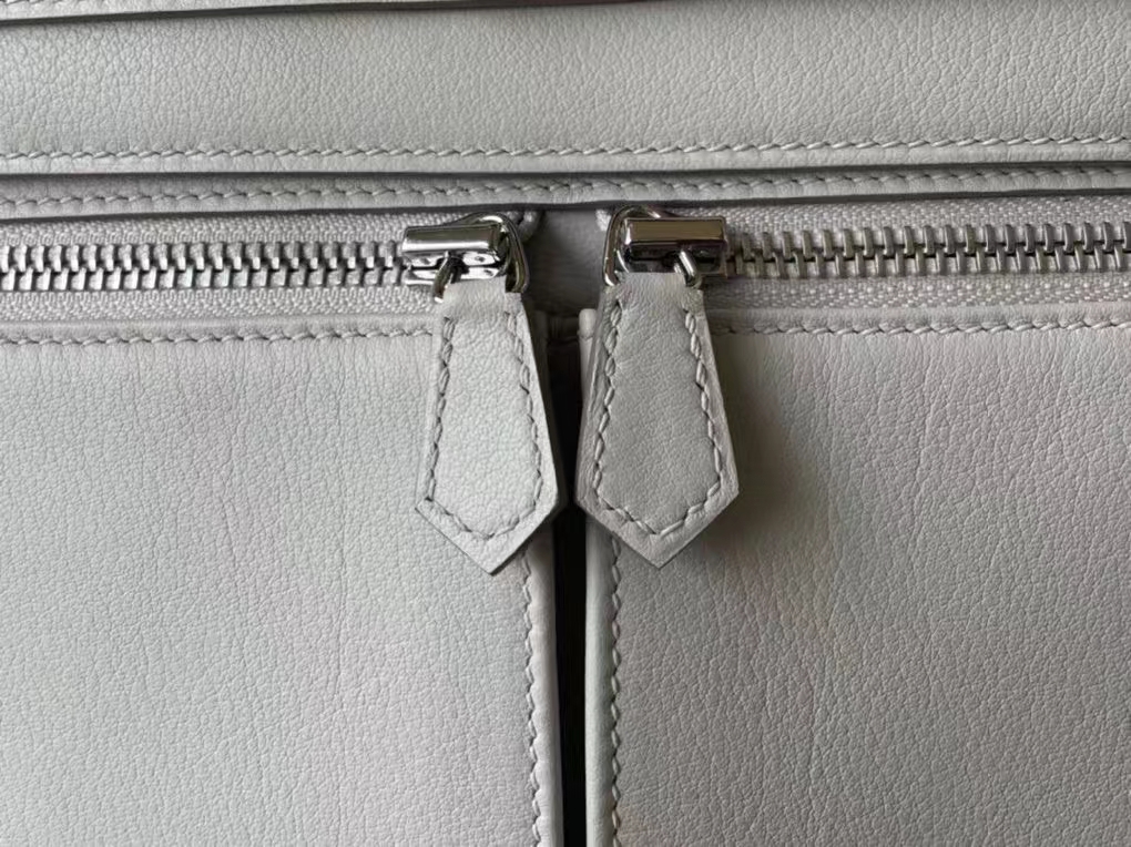 Hermès（爱马仕）kelly lakis  珍珠灰 Swfit 拼 雾面湾鳄 银扣 32cm