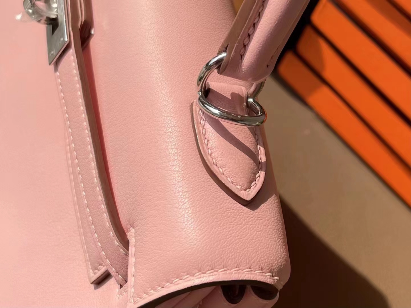 Hermès（爱马仕）kelly 凯莉包 樱花粉 Swfit皮 银扣 25cm