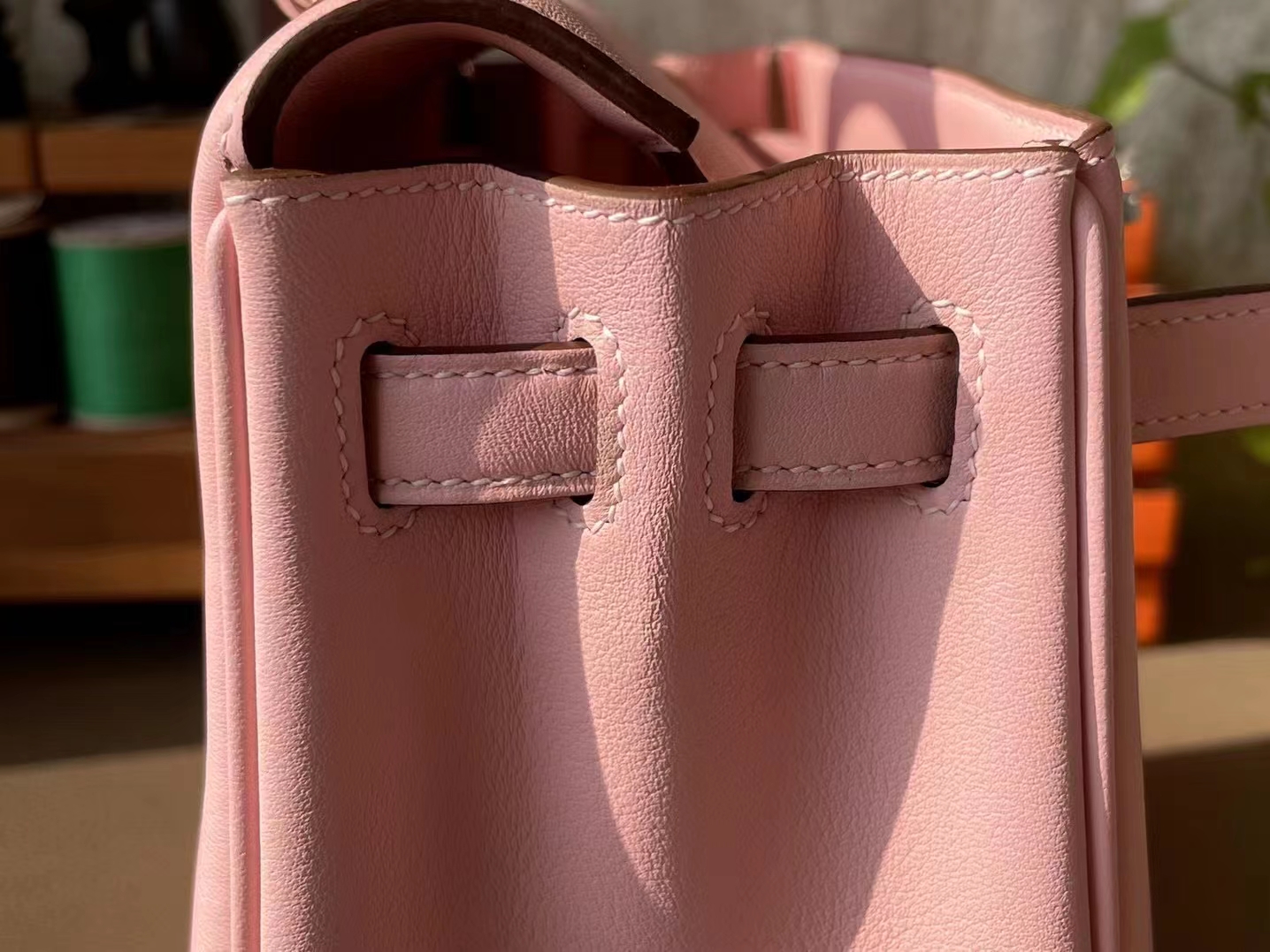 Hermès（爱马仕）kelly 凯莉包 樱花粉 Swfit皮 银扣 25cm